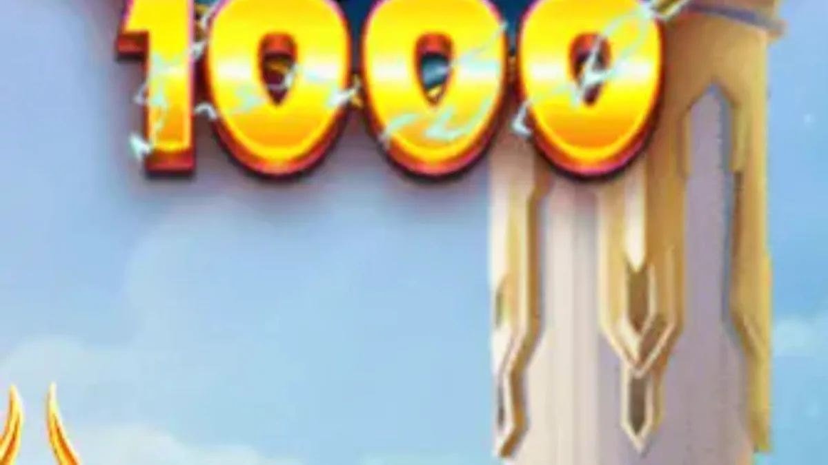 Interface do jogo Gates of Heaven 1000 com Zeus ao fundo
